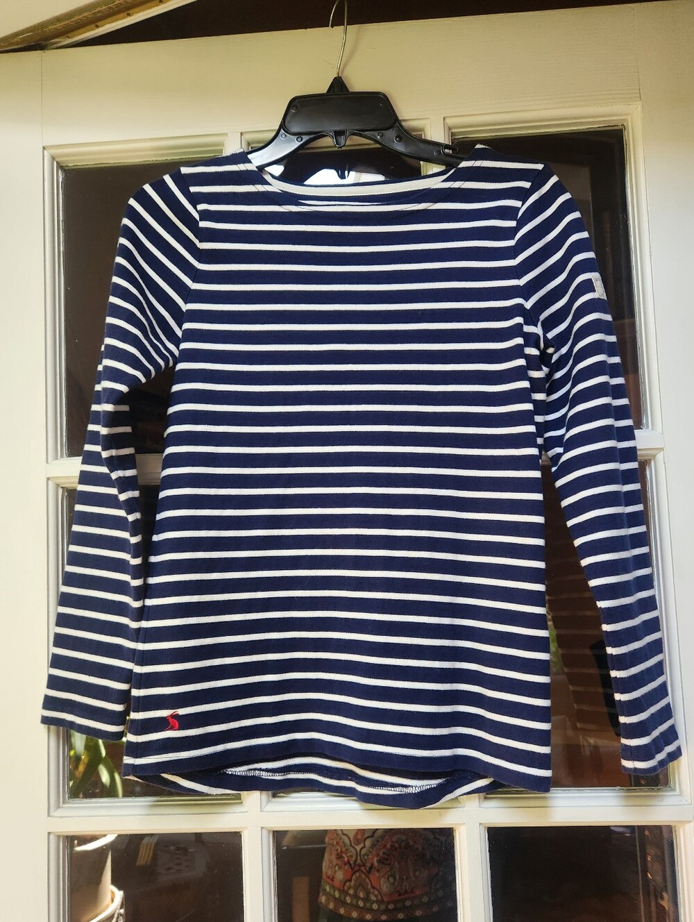 Joules Navy & White Striped Long Sleeve Shirt; Size 4